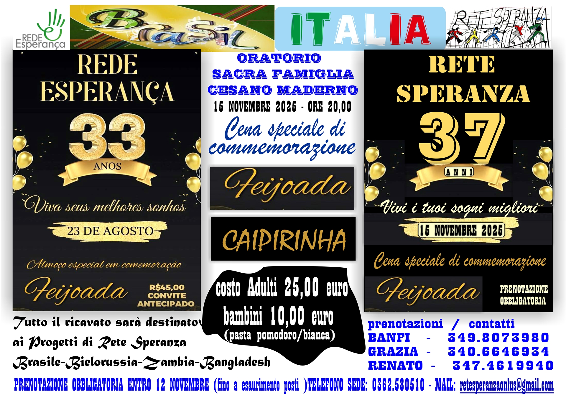 SABATO 15 NOVEMBRE FEIJOADA E CAIPIRINHA A CESANO MADERNO